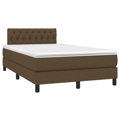 Letto a Molle Materasso e LED Marrone Scuro 120x200 cm Tessuto - homemem39