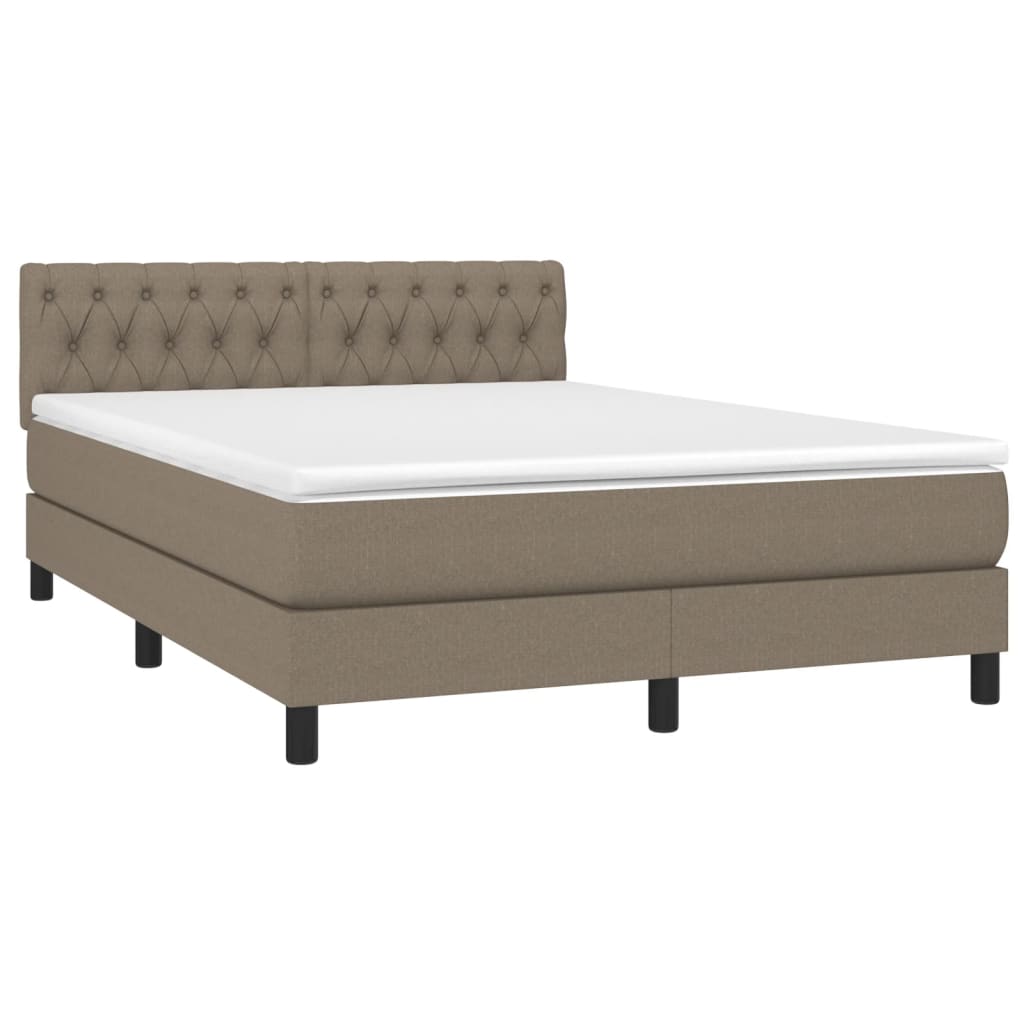 Letto a Molle con Materasso e LED Tortora 140x190 cm in Tessuto - homemem39