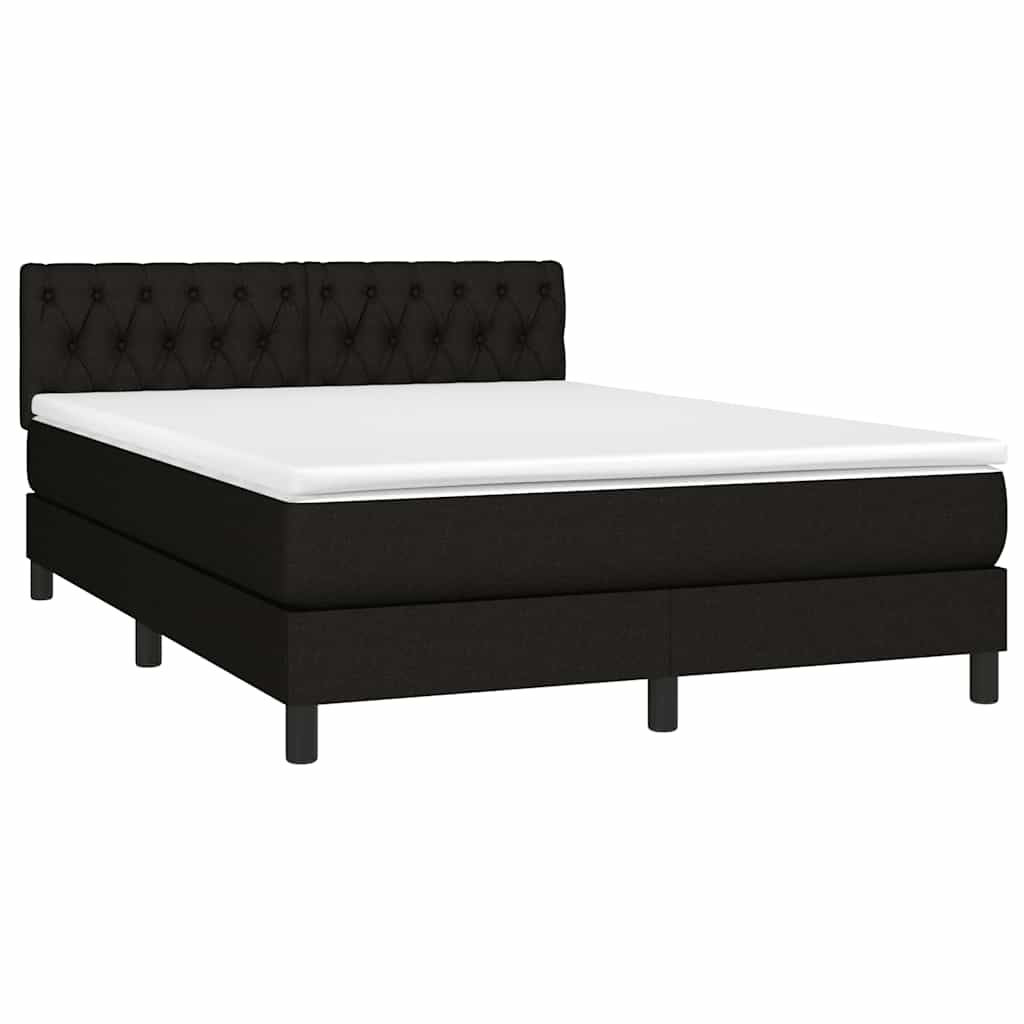 Letto a Molle con Materasso e LED Nero 140x200 cm in Tessuto | homemem39