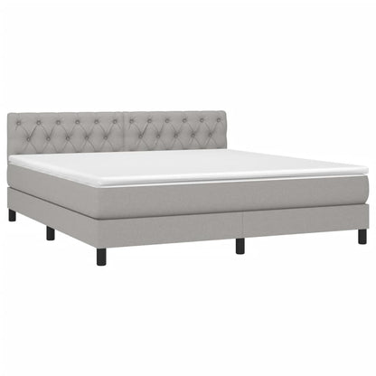 Letto a Molle Materasso e LED Grigio Chiaro 160x200 cm Tessuto - homemem39