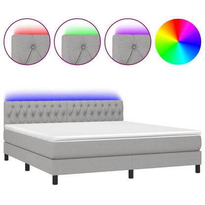 Letto a Molle Materasso e LED Grigio Chiaro 180x200 cm Tessuto - homemem39