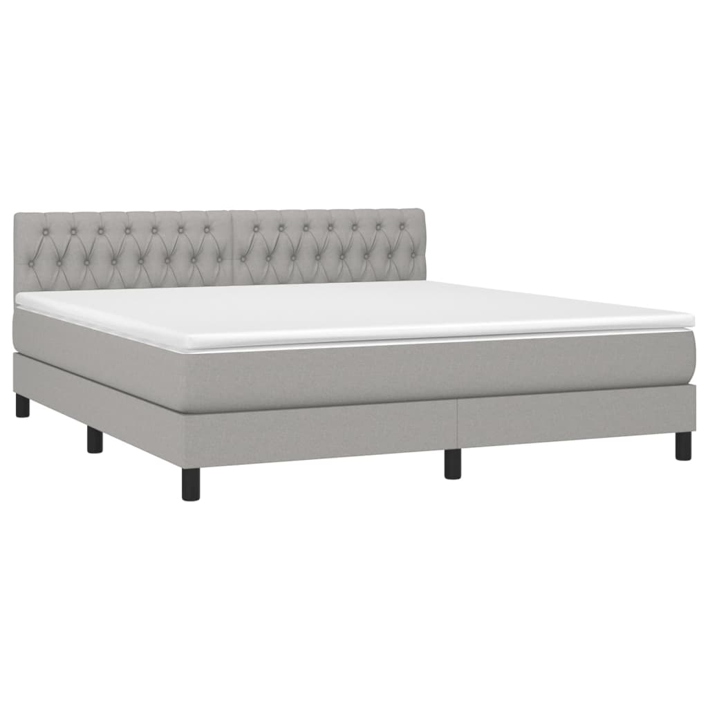 Letto a Molle Materasso e LED Grigio Chiaro 180x200 cm Tessuto - homemem39