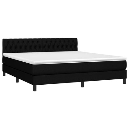 Letto a Molle con Materasso e LED Nero 180x200cm in Tessuto - homemem39