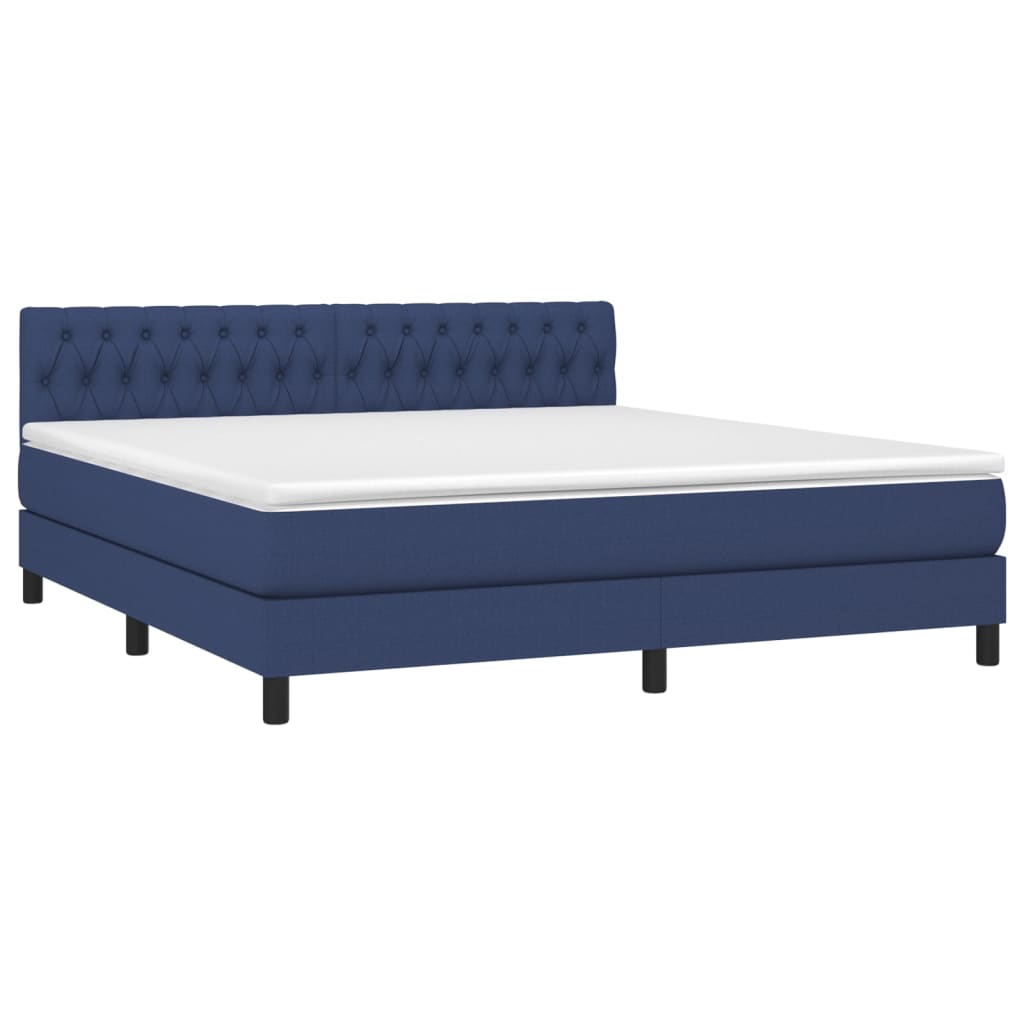 Letto a Molle con Materasso e LED Blu 180x200 cm in Tessuto - homemem39