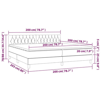 Letto a Molle Materasso e LED bianco 200x200cm in Tessuto