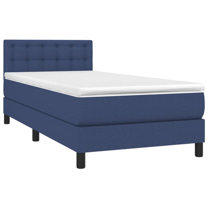 Letto a Molle con Materasso e LED Blu 90x200 cm in Tessuto - homemem39