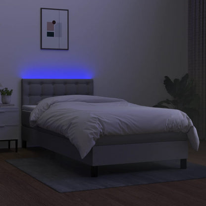 Letto a Molle Materasso e LED Grigio Chiaro 100x200 cm Tessuto - homemem39