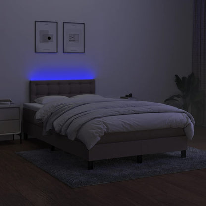 Letto a Molle con Materasso e LED Tortora 120x200cm in Tessuto - homemem39