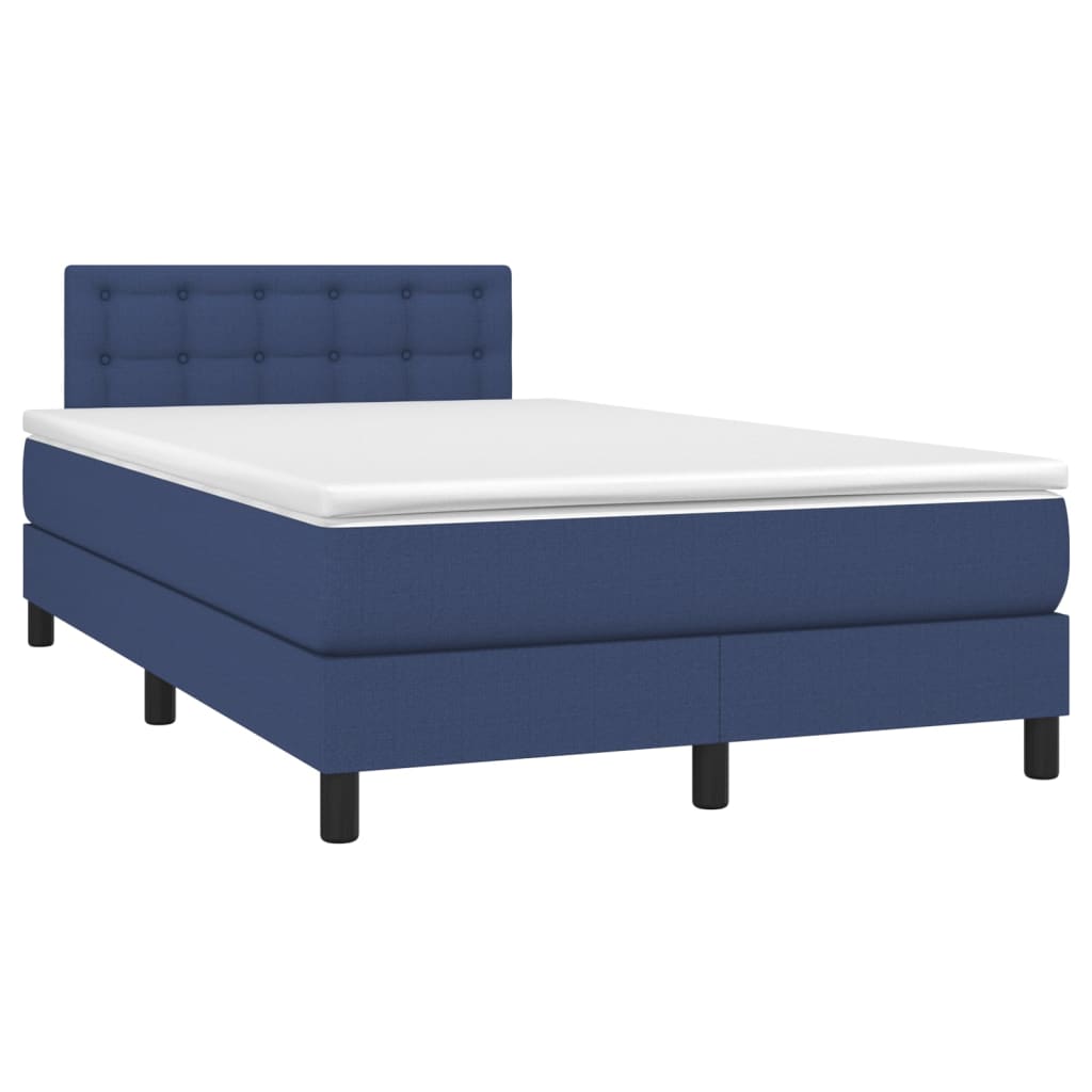 Letto a Molle con Materasso e LED Blu 120x200cm in Tessuto - homemem39