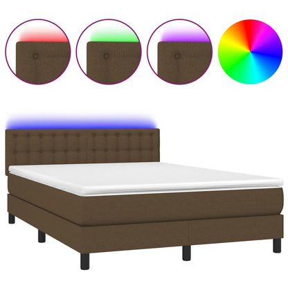 Letto a Molle Materasso e LED MarroneScuro 140x190cm in Tessuto - homemem39