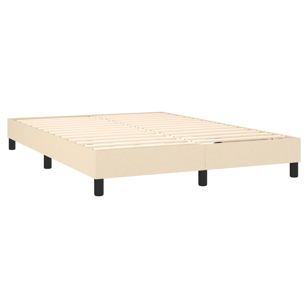 Letto a Molle con Materasso e LED Crema 140x190 cm in Tessuto - homemem39