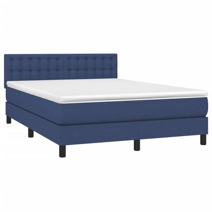 Letto a Molle con Materasso e LED Blu 140x200 cm in Tessuto | homemem39