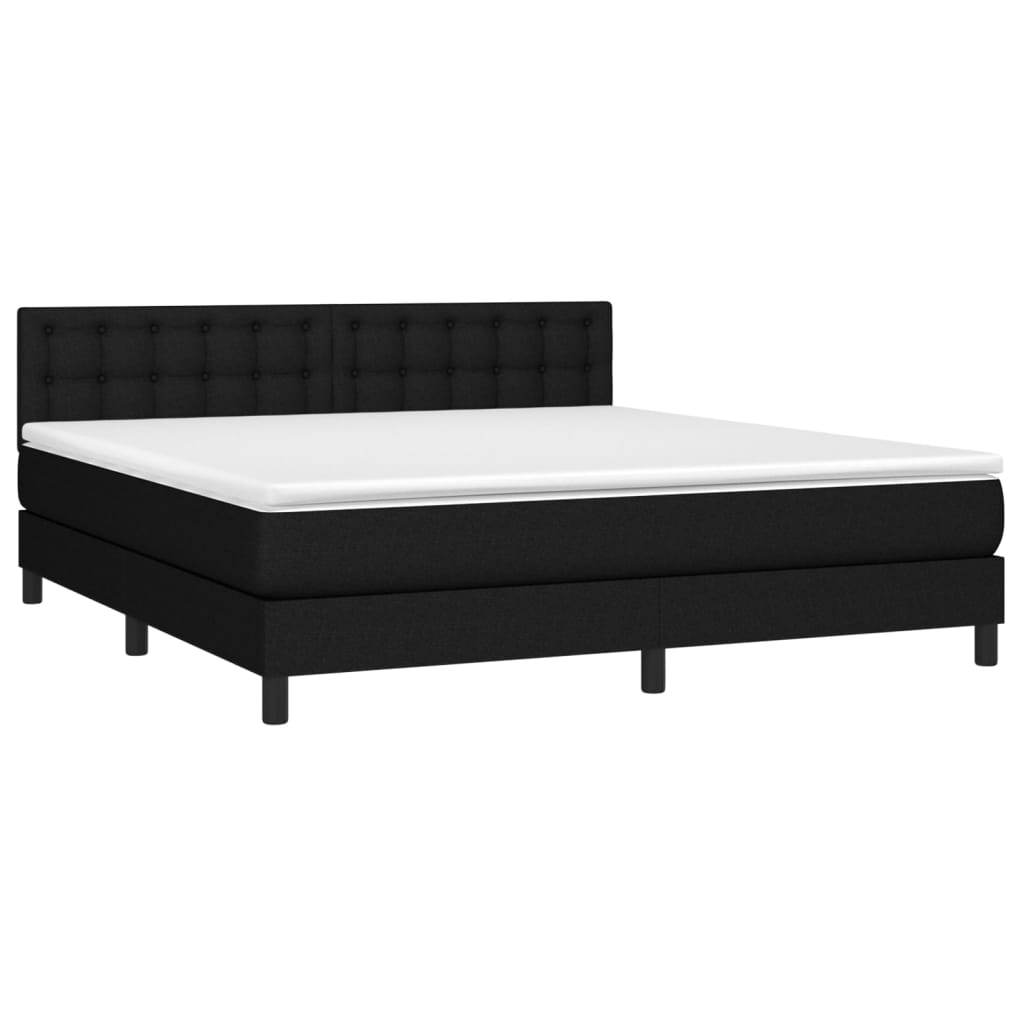 Letto a Molle con Materasso e LED Nero 180x200cm in Tessuto - homemem39