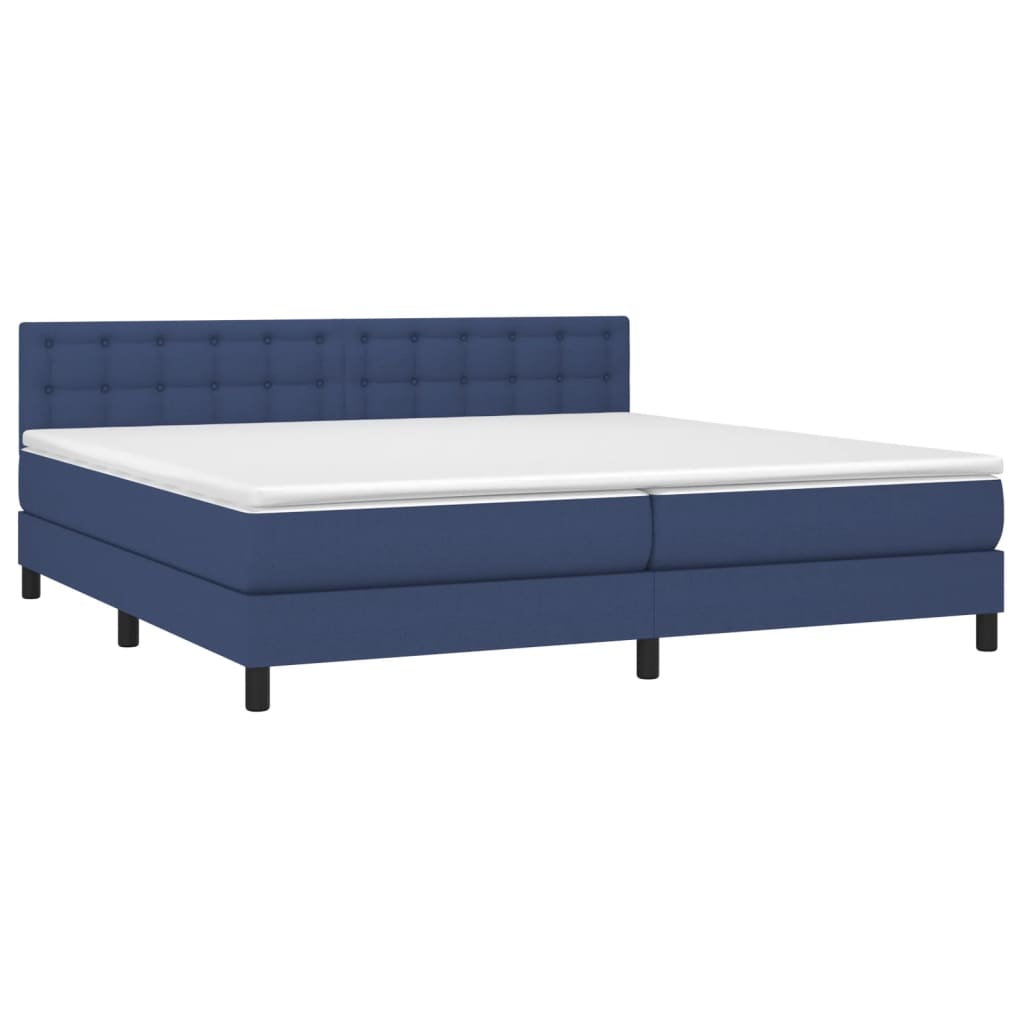 Letto a Molle Materasso e LED Blu 200x200cm in Tessuto - homemem39