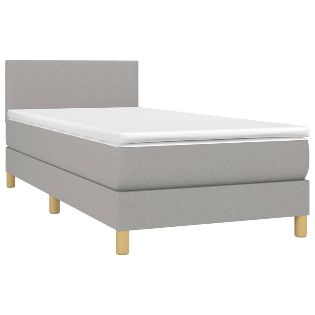 Letto a Molle Materasso e LED Grigio Chiaro 90x190 cm Tessuto - homemem39