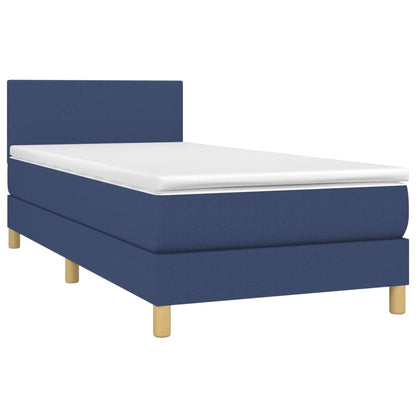 Letto a Molle con Materasso e LED Blu 90x190 cm in Tessuto - homemem39