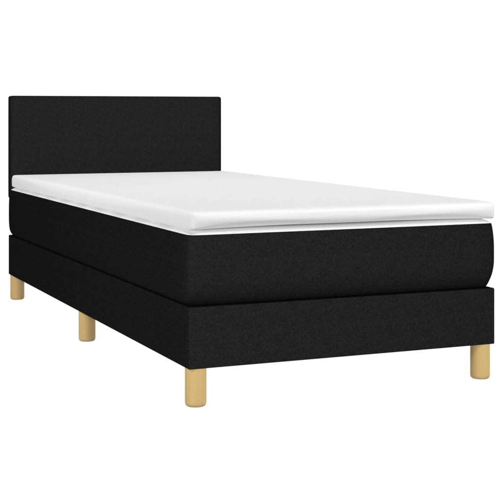 Letto a Molle con Materasso e LED Nero 100x200 cm in Tessuto - homemem39