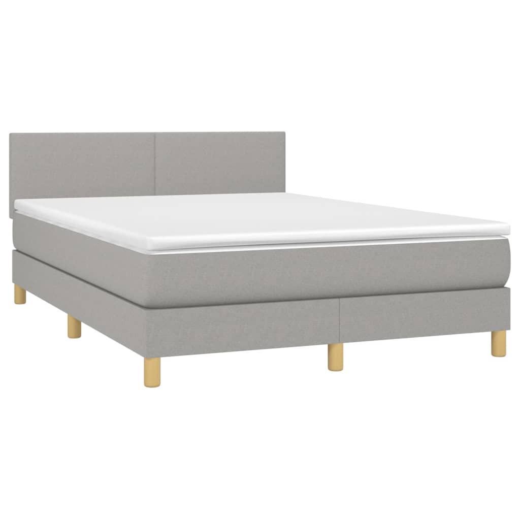 Letto a Molle Materasso e LED Grigio Chiaro 140x190 cm Tessuto | homemem39