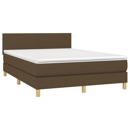 Letto a Molle Materasso e LED MarroneScuro 140x190cm in Tessuto | homemem39