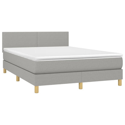 Letto a Molle Materasso e LED Grigio Chiaro 140x200 cm Tessuto - homemem39