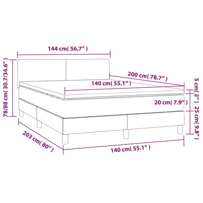 Letto a Molle Materasso e LED Grigio Scuro 140x200cm in Tessuto - homemem39