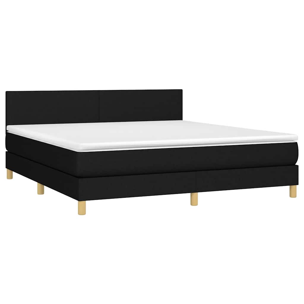 Letto a Molle con Materasso e LED Nero 160x200 cm in Tessuto | homemem39