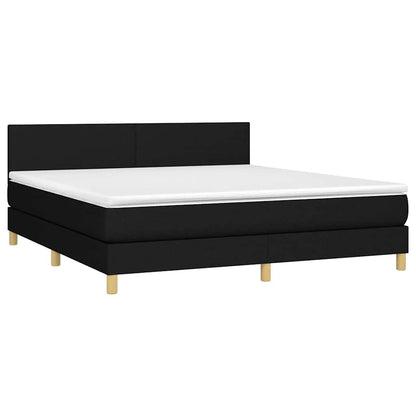 Letto a Molle con Materasso e LED Nero 160x200 cm in Tessuto | homemem39