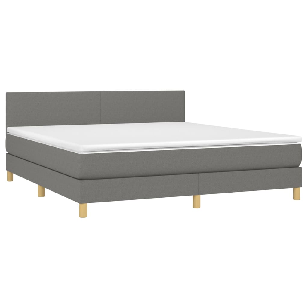 Letto a Molle Materasso e LED Grigio Scuro 180x200cm in Tessuto - homemem39