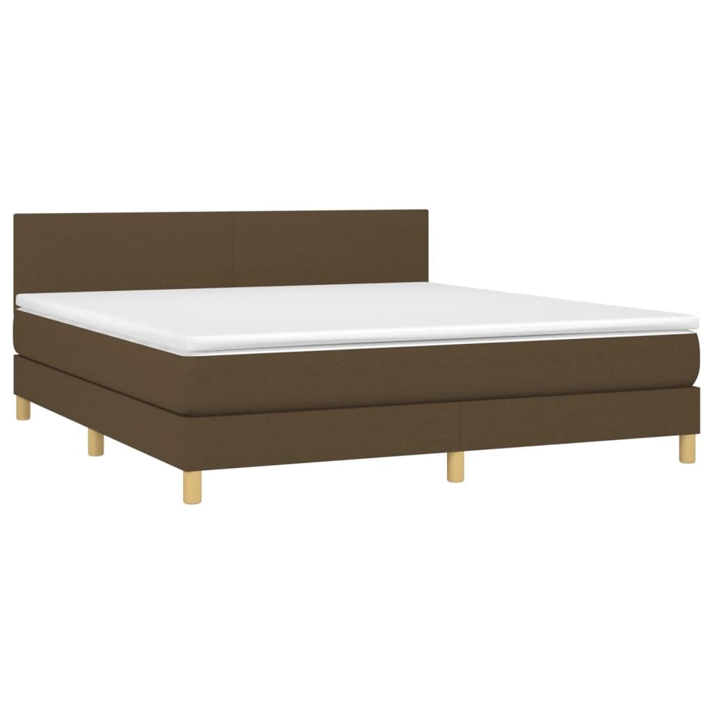 Letto a Molle Materasso e LED MarroneScuro 180x200cm in Tessuto | homemem39