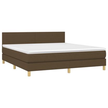Letto a Molle Materasso e LED MarroneScuro 180x200cm in Tessuto | homemem39
