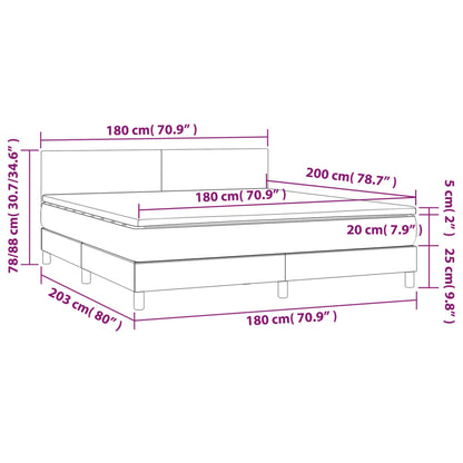 Letto a Molle Materasso e LED MarroneScuro 180x200cm in Tessuto | homemem39