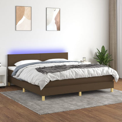 Letto a Molle Materasso e LED MarroneScuro 180x200cm in Tessuto | homemem39