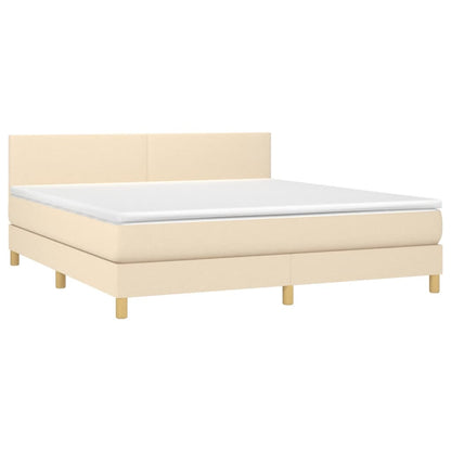 Letto a Molle con Materasso e LED Crema 180x200 cm in Tessuto - homemem39