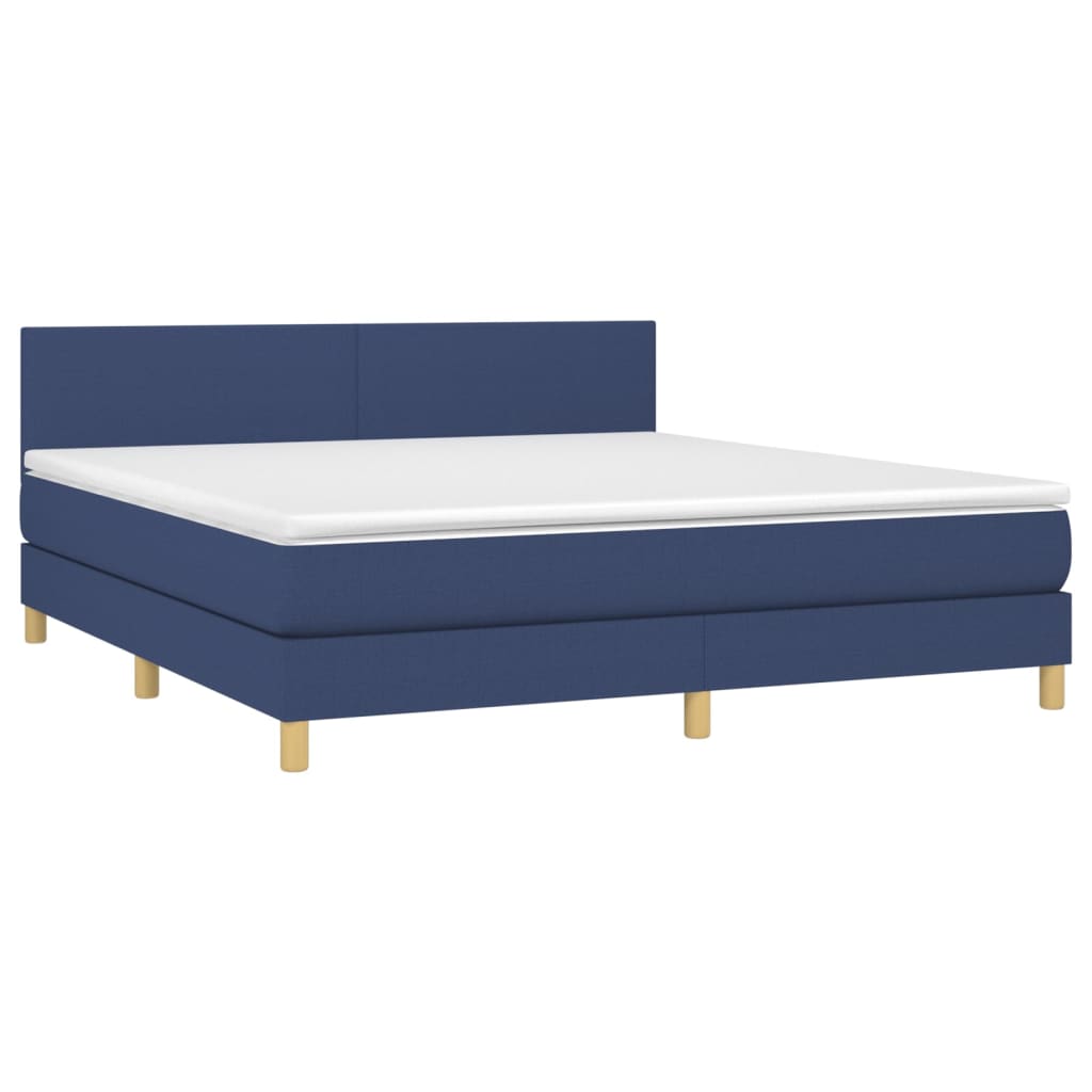 Letto a Molle con Materasso e LED Blu 180x200 cm in Tessuto - homemem39