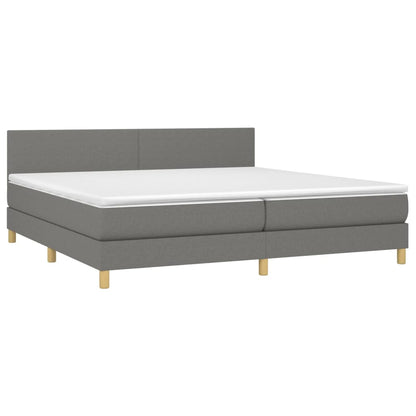 Letto a Molle Materasso e LED Grigio Scuro 200x200cm in Tessuto - homemem39