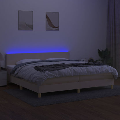 Letto a Molle Materasso e LED bianco 200x200cm in Tessuto