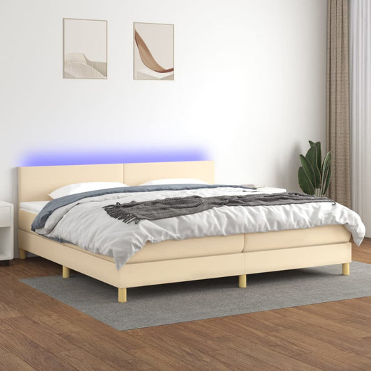 Letto a Molle Materasso e LED bianco 200x200cm in Tessuto - homemem39