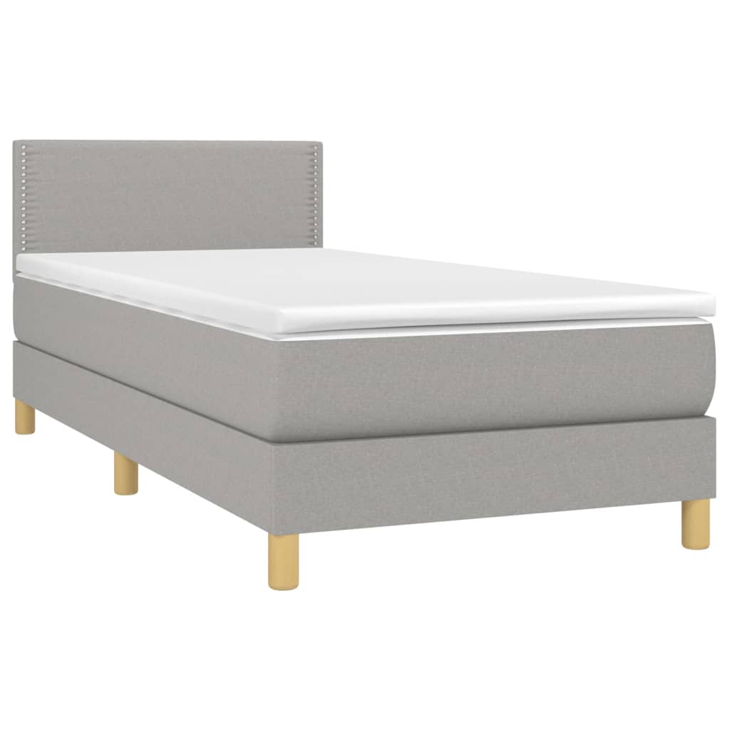 Letto a Molle Materasso e LED Grigio Chiaro 90x190 cm Tessuto - homemem39