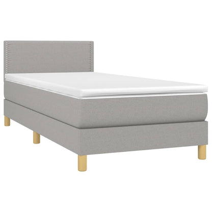 Letto a Molle Materasso e LED Grigio Chiaro 90x190 cm Tessuto - homemem39