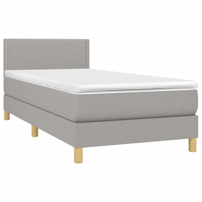 Letto a Molle Materasso e LED Grigio Chiaro 100x200 cm Tessuto - homemem39