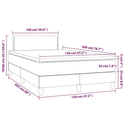 Letto a Molle con Materasso e LED Nero 120x200cm in Tessuto - homemem39