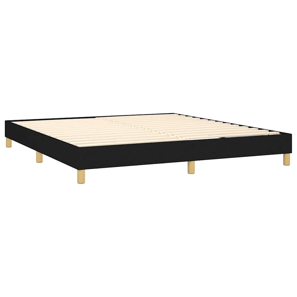 Letto a Molle con Materasso e LED Nero 160x200 cm in Tessuto | homemem39