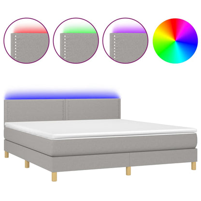 Letto a Molle Materasso e LED Grigio Chiaro 180x200 cm Tessuto - homemem39