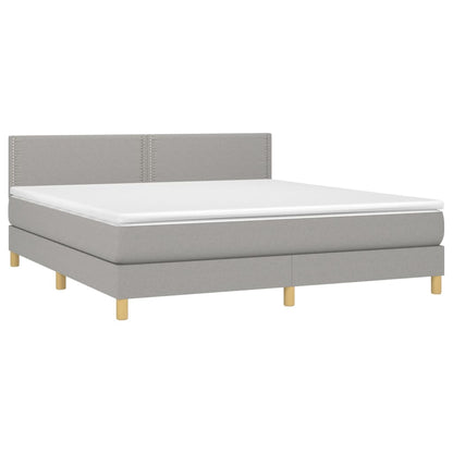 Letto a Molle Materasso e LED Grigio Chiaro 180x200 cm Tessuto - homemem39