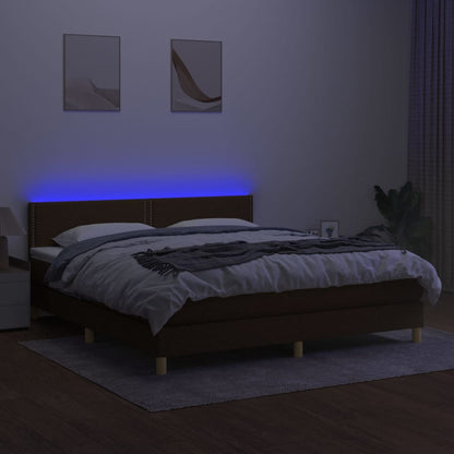 Letto a Molle Materasso e LED MarroneScuro 180x200cm in Tessuto | homemem39