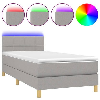Letto a Molle Materasso e LED Grigio Chiaro 80x200 cm Tessuto - homemem39