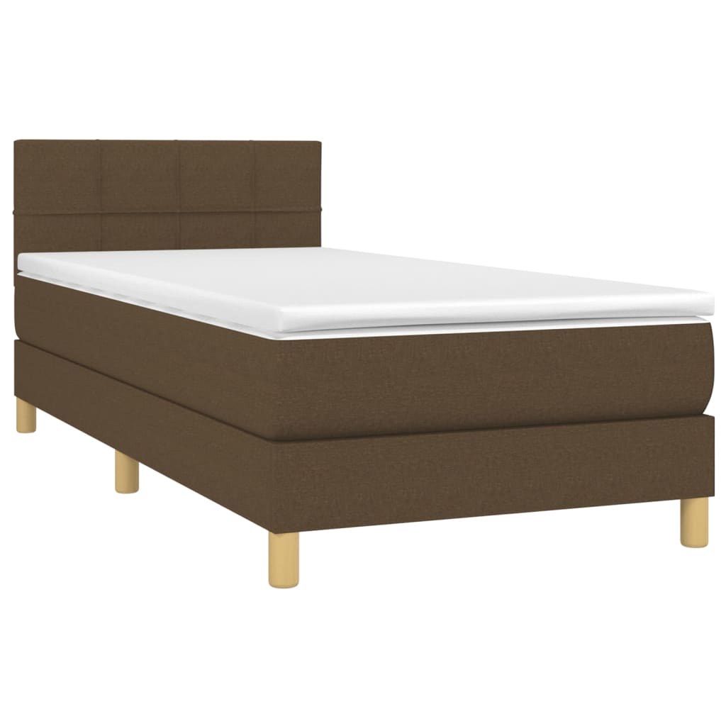 Letto a Molle Materasso e LED Marrone Scuro 80x200cm in Tessuto - homemem39