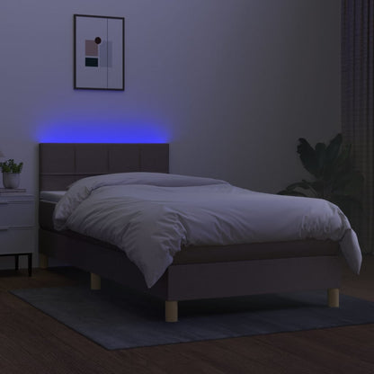 Letto a Molle con Materasso e LED Tortora 80x200 cm in Tessuto - homemem39