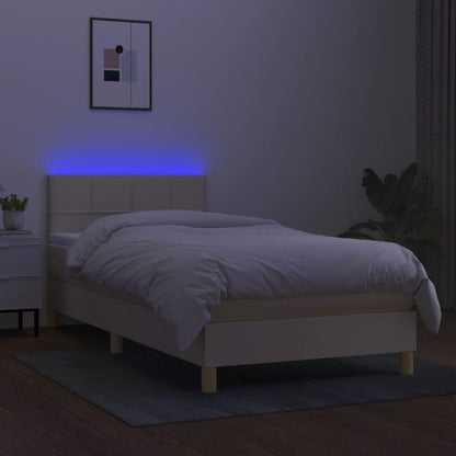 Letto a Molle con Materasso e LED Crema 80x200 cm in Tessuto - homemem39