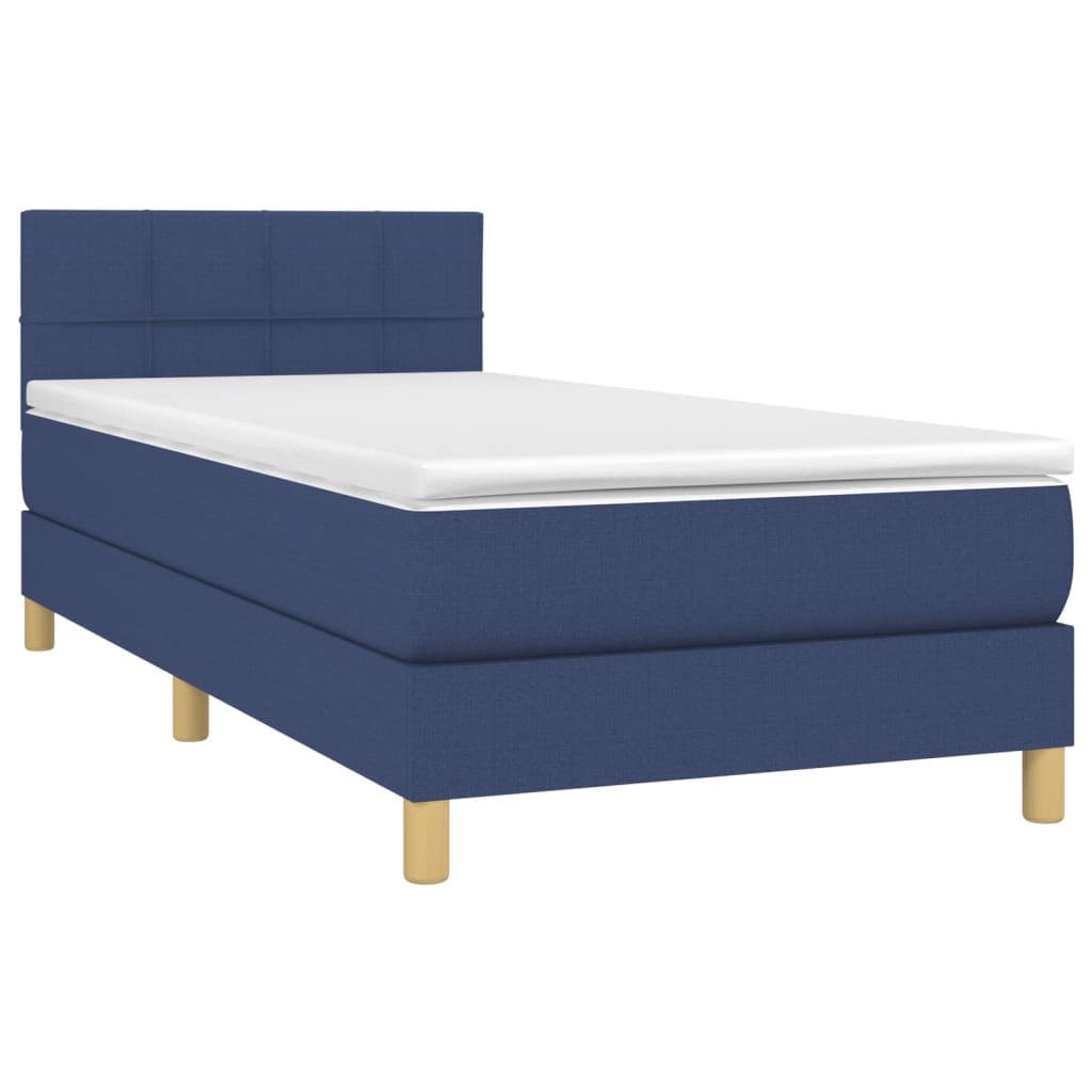 Letto a Molle con Materasso e LED Blu 80x200 cm in Tessuto - homemem39